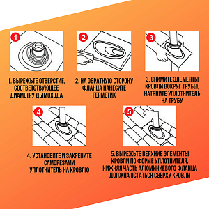 Кровельный уплотнитель дымохода прямой № 6 силикон 127-228 mm коричневый